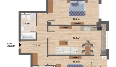 Apartament 3 camere - Valea Adanca
