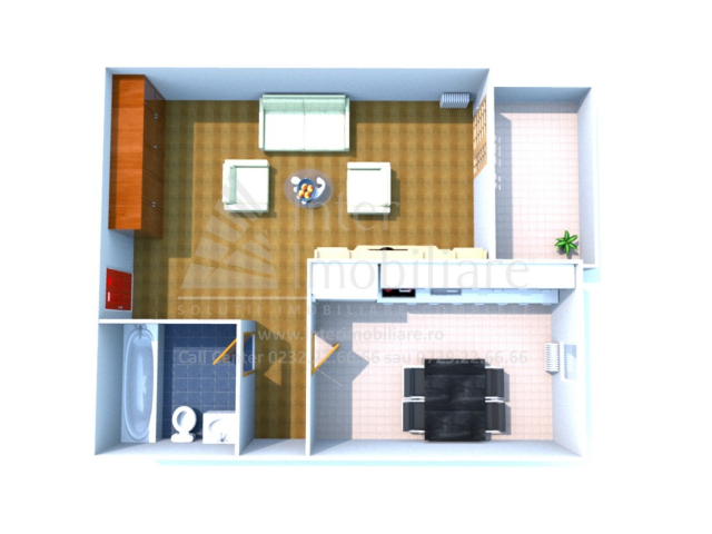 De vanzare apartament nou, 2 camere,  open-space,  50 mp, Podul de Fier,  (CA Roseti) 159182