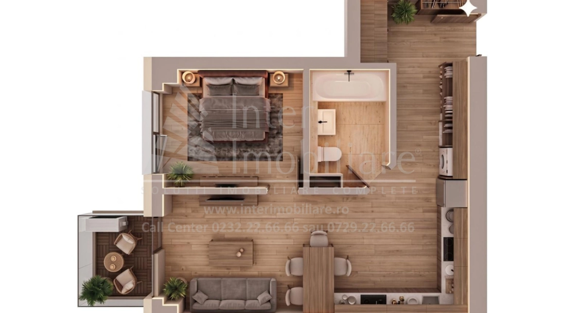 Oferta 2 camere, open-space, 44 mp, de vanzare apartament nou in zona Tatarasi,  Supermarket Lidl-Aurel Vlaicu imagine 1