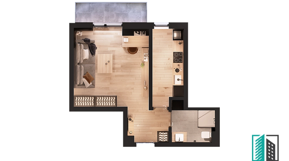 Oferta Apartament nou, 1 camera decomandat, 39 mp, Bucium, de vanzare,  Visani - Mega Image imagine 1