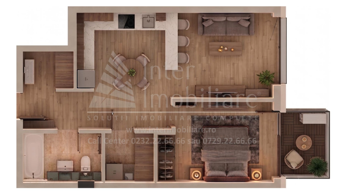 Oferta De vanzare apartament nou, 2 camere, open-space, 52 mp, Tatarasi,  Supermarket Lidl-Aurel Vlaicu imagine 3