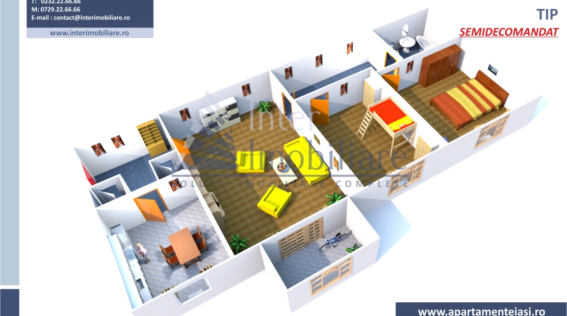 Oferta Apartament, 3 camere semidecomandat, 54 mp, Alexandru cel Bun, de vanzare,  Zimbru imagine 1