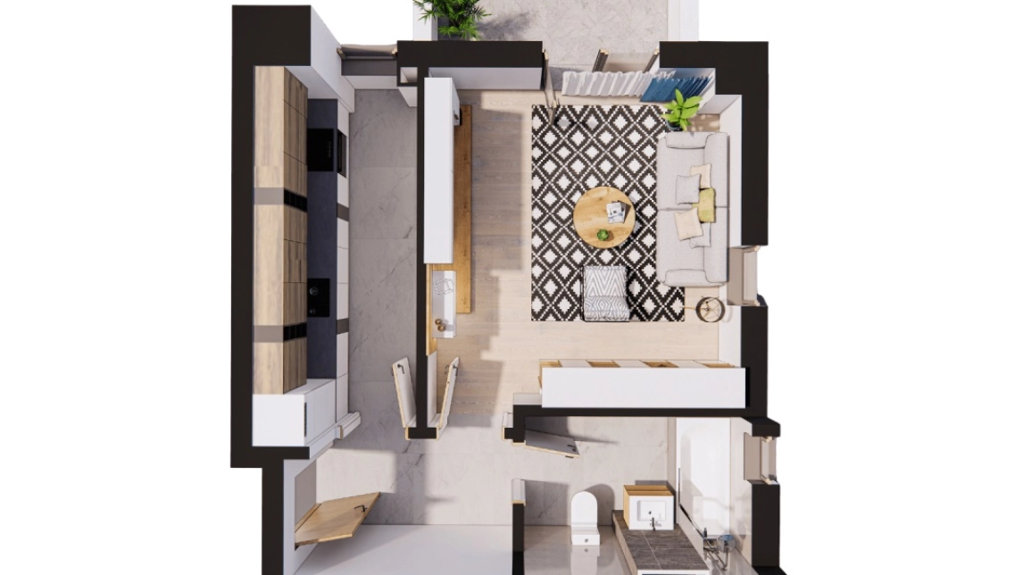 Oferta Rediu apartament nou 39 mp, 1 camera, decomandat, de vanzare,  Scoala Paradis imagine 9