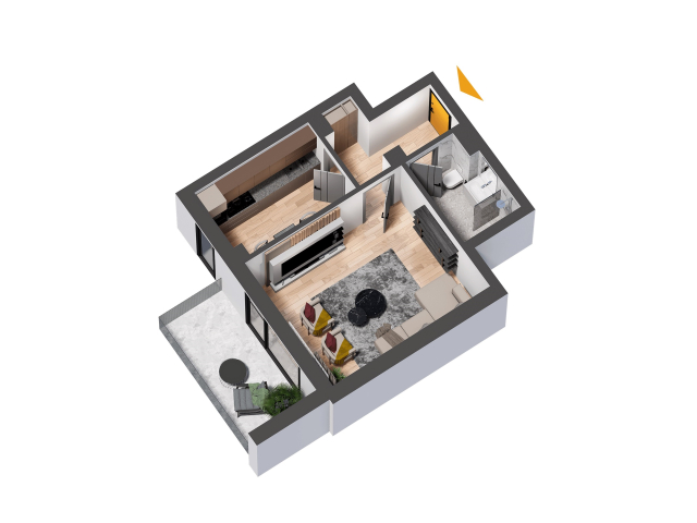 Apartament nou, 1 camera  decomandat,  46 mp, CUG, de vanzare,  (Rond Vechi) 159136