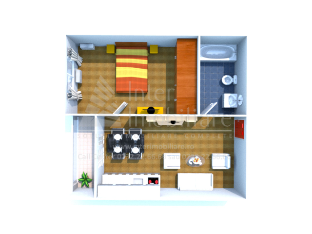 Tomis Nord apartament nou  48 mp, 1 camera,  studio dublu open-space si dormitor, de vanzare,   161584