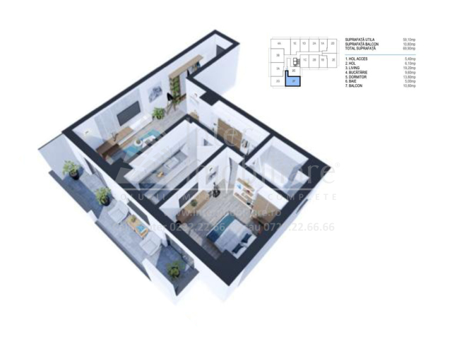 2 camere,  decomandat,  70 mp, de vanzare apartament nou in zona CUG,  (BRD) 159163