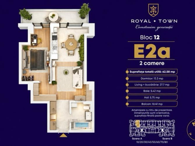 Copou apartament nou  63 mp, 2 camere,  open-space, de vanzare,  (Complex Royal Town) 163509