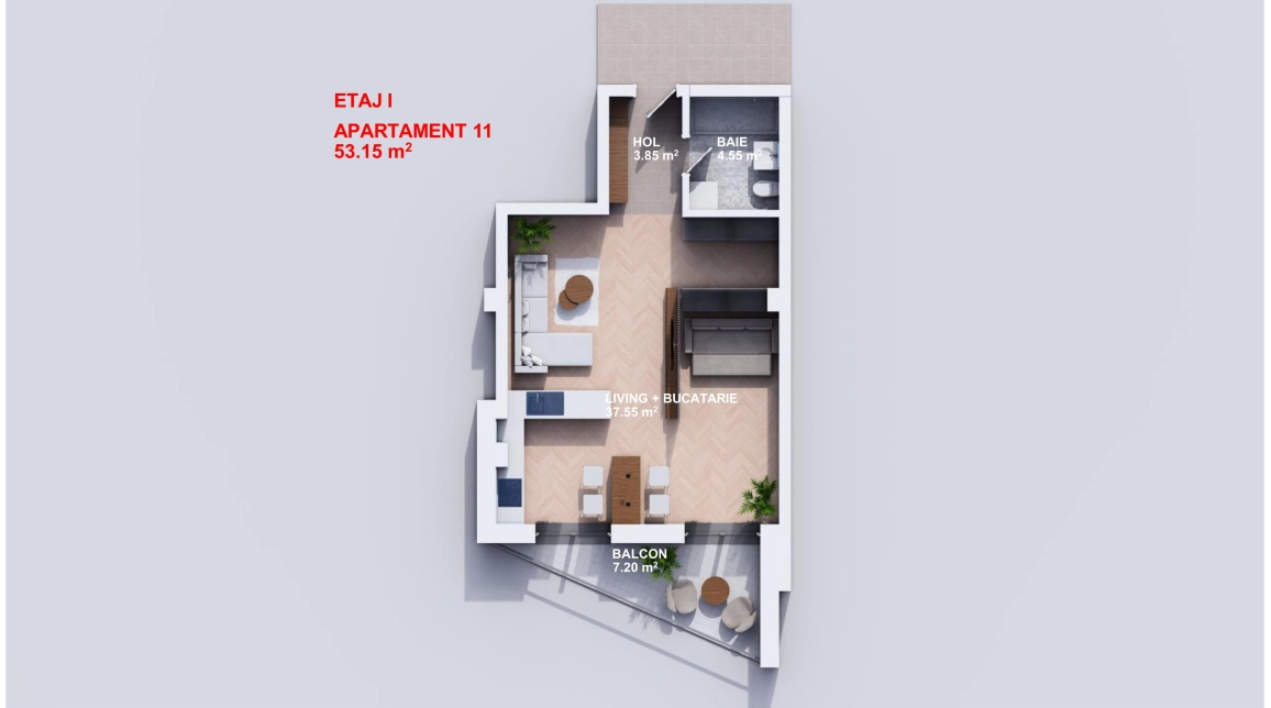 Oferta De vanzare apartament nou, 2 camere, decomandat, 53 mp, Visani,  TLT Visan imagine 3