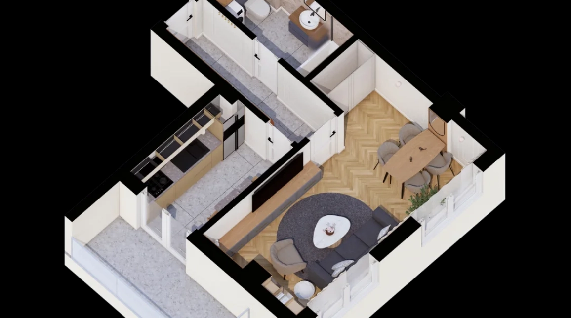 Oferta De vanzare apartament nou, 1 camera, decomandat, 44 mp, CUG,  Al. T. Neculai imagine 3