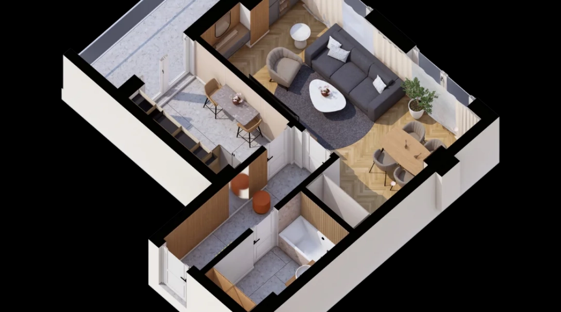 Oferta De vanzare apartament nou, 1 camera, decomandat, 44 mp, CUG,  Al. T. Neculai imagine 1