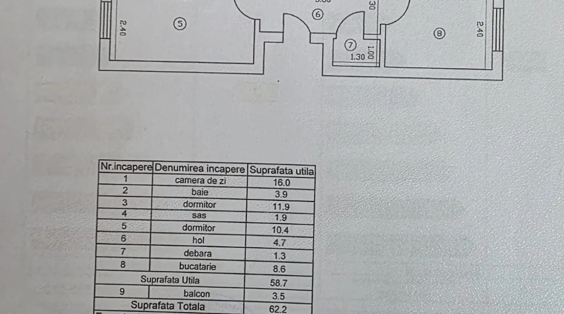 Oferta De vanzare apartament, 3 camere, decomandat, 62 mp, Tatarasi,  Intersectia Dispecer imagine 1