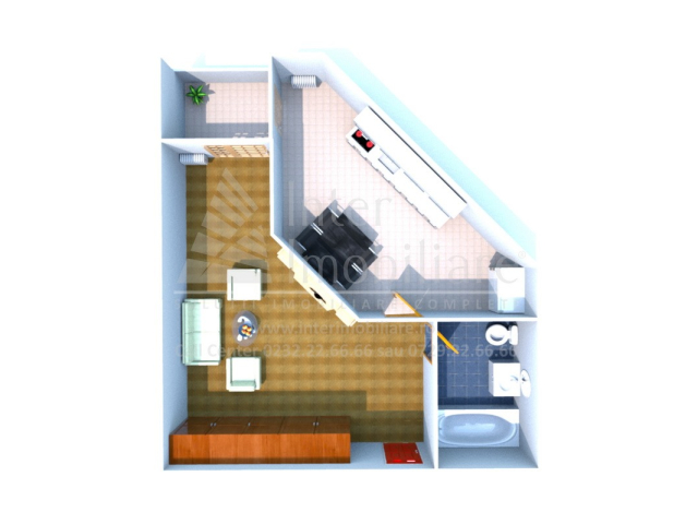 Apartament nou, 2 camere  open-space,  49 mp, Podul de Fier, de vanzare,  (CA Roseti) 159186