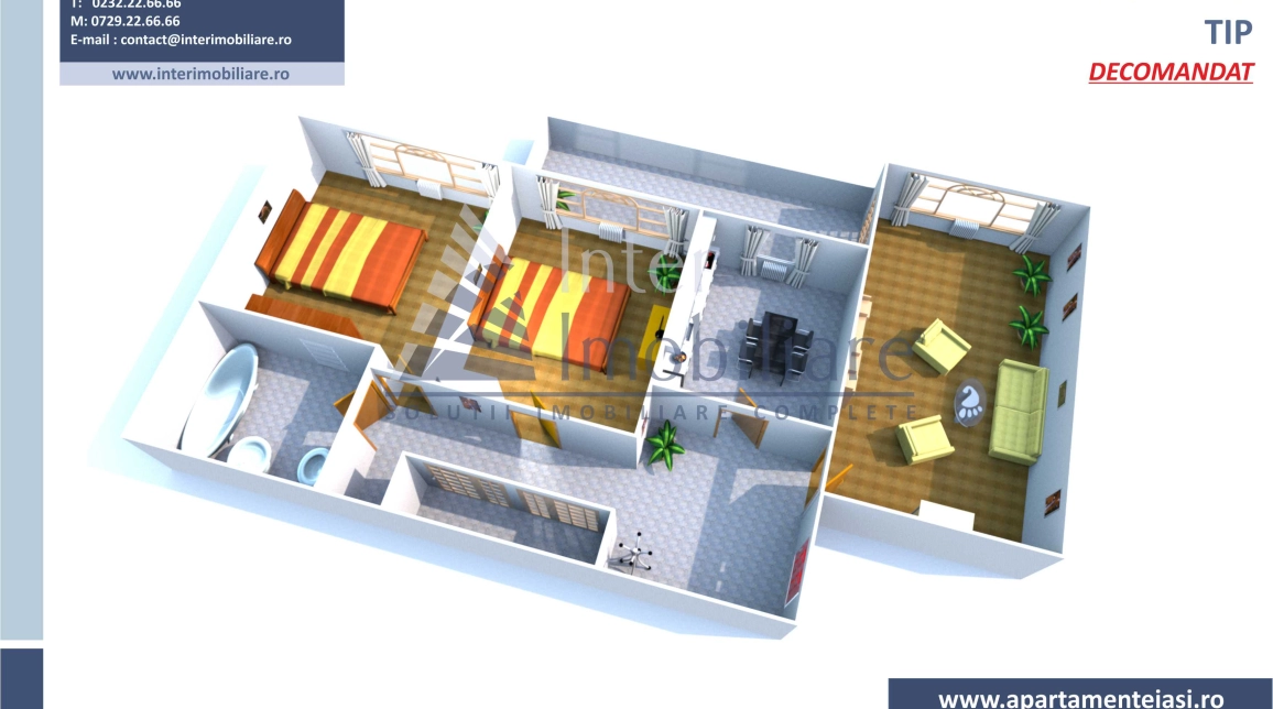 Oferta De vanzare apartament, 3 camere, decomandat, 62 mp, Tatarasi,  Intersectia Dispecer imagine 2