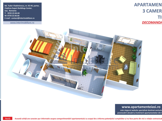 De vanzare apartament, 3 camere,  decomandat,  62 mp, Tatarasi,  (Intersectia Dispecer) 161812